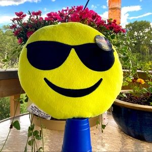 Emoji Expressions Smiley Face Pillow 😎 New Plush Yellow Black Sunglasses 13"